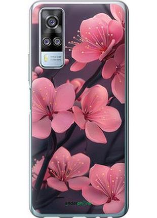 Чехол на vivo y51 2020 пурпурная сакура "6075u-2241-2448"