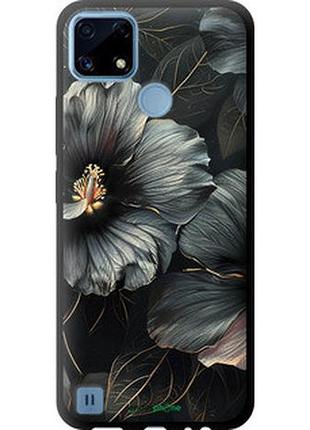 Чохол на realme c21 чорний квіти "6031b-2321-2448"