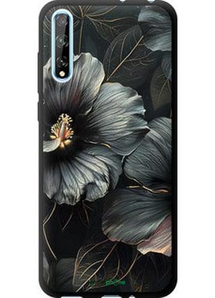 Чехол на huawei p smart s черные цветы "6031b-1813-2448"