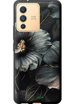 Чохол на vivo v23 чорні квіти "6031b-2642-2448"