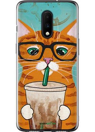 Чохол на oneplus 7 зелено-очевий кіт в окулярах "4054t-1740-2448"