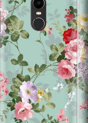 Чехол на xiaomi redmi note 4x цветочные обои 2 "862m-951-2448"