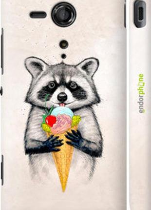 Чехол на sony xperia sp m35h енотик с мороженым "4602m-280-2448"