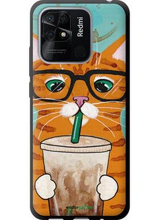 Чехол на xiaomi redmi 10c зеленоглазый кот в очках "4054b-2591-2448"