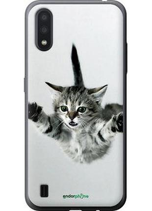 Чехол на samsung galaxy a01 a015f летящий котёнок "2322t-1842-2448"