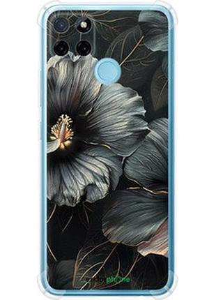 Чехол на realme c21y черные цветы "6031sp-2472-2448"