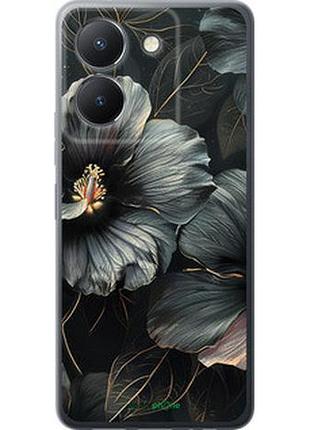 Чохол на vivo y36 4g чорні квіти "6031u-3418-2448"