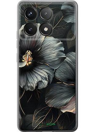 Чехол на xiaomi redmi k70 черные цветы "6031u-3799-2448"