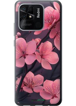 Чохол на xiaomi redmi 10c пурпурова сакура "6075u-2591-2448"