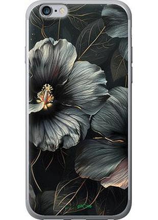 Чехол на iphone 6s plus черные цветы "6031t-91-2448"