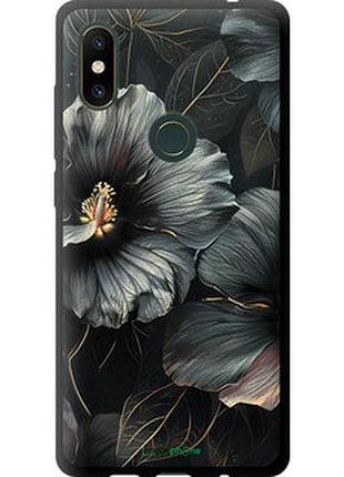 Чехол на xiaomi mi mix 2s черные цветы "6031b-1438-2448"