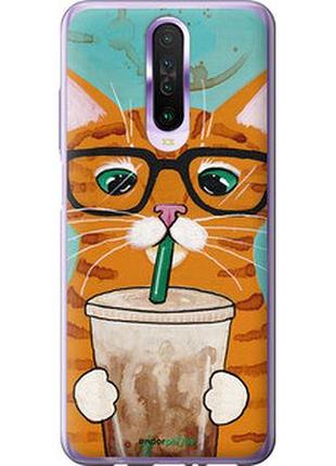 Чехол на xiaomi redmi k30 зеленоглазый кот в очках "4054t-1836-2448"