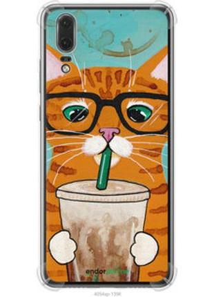 Чохол на huawei p20 зелено-очевий кіт в окулярах "4054sp-1396-2448"
