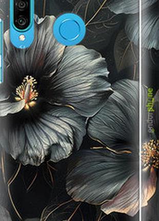 Чохол на huawei p30 lite чорний квіти "6031m-1651-2448"