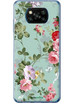 Чехол на xiaomi poco x3 pro цветочные обои 2 "862u-2938-2448"