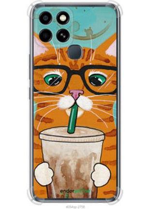 Чехол на infinix smart 6 зеленоглазый кот в очках "4054sp-2758-2448"