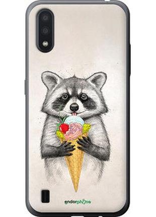 Чехол на samsung galaxy a01 a015f енотик с мороженым "4602t-1842-2448"