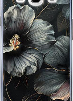 Чехол на samsung galaxy s3 i9300 черные цветы "6031t-11-2448"