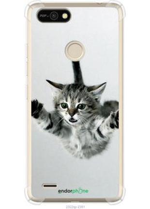 Чехол на tecno pop 2f b1f летящий котёнок "2322sp-2391-2448"