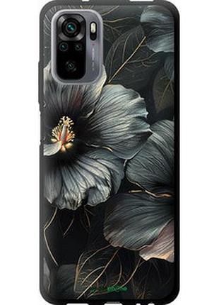 Чехол на xiaomi redmi note 10 черные цветы "6031b-2277-2448"