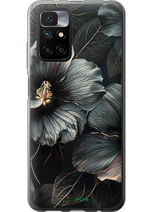 Чохол на xiaomi redmi 10 чорні квіти "6031u-2488-2448"