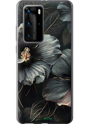 Чехол на huawei p40 pro черные цветы "6031t-1839-2448"