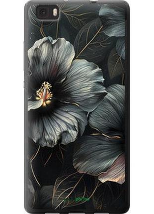 Чехол на huawei ascend p8 lite черные цветы "6031u-126-2448"