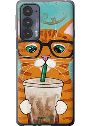 Чехол на motorola edge 20 зеленоглазый кот в очках "4054u-2497-2448"