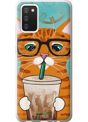 Чохол на samsung galaxy a02s a025f зелено-очевий кіт в окулярах "4054u-2203-2448"
