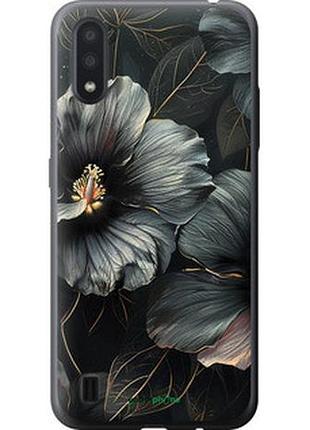 Чохол на samsung galaxy a01 a01 a015f чорні квіти "6031t-1842-2448"