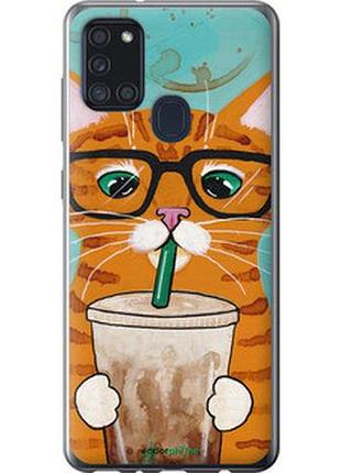 Чехол на samsung galaxy a21s a217f зеленоглазый кот в очках "4054u-1943-2448"
