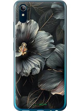 Чехол на vivo y91c черные цветы "6031u-1762-2448"