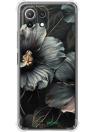 Чехол на xiaomi mi 11 lite черные цветы "6031sp-2281-2448"