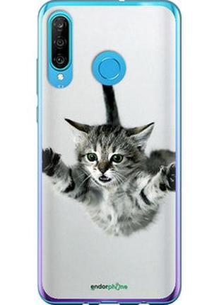 Чехол на huawei p30 lite летящий котёнок "2322u-1651-2448"