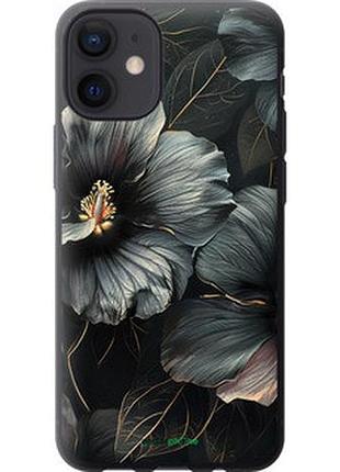 Чохол на iphone 12 mini чорні квіти "6031t-2071-2448"