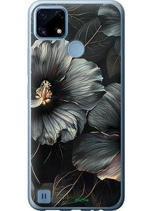 Чехол на realme c21 черные цветы "6031u-2321-2448"