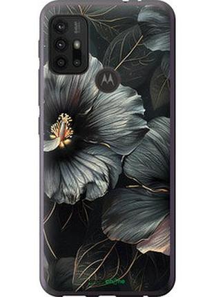 Чехол на motorola moto g30 черные цветы "6031u-2320-2448"