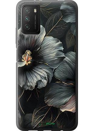 Чохол на xiaomi poco m3 чорні квіти "6031u-2200-2448"