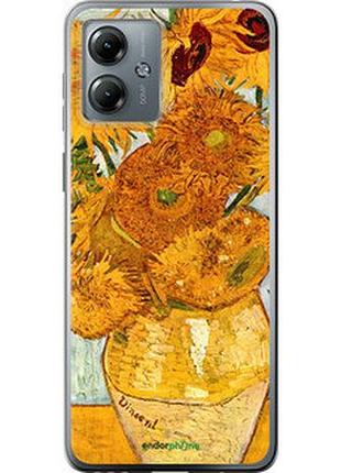 Чехол на motorola moto g14 винсент ван гог. подсолнухи "162u-3197-2448"