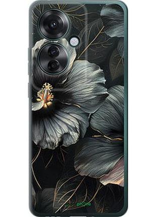 Чехол на oppo reno11 f черные цветы "6031u-3671-2448"