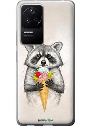 Чехол на xiaomi redmi k40s енотик с мороженым "4602u-2582-2448"