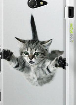 Чехол на sony xperia m2 d2305 летящий котёнок "2322m-60-2448"