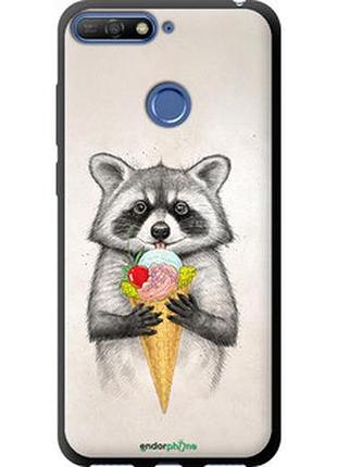Чехол на huawei y6 prime 2018 енотик с мороженым "4602b-1441-2448"