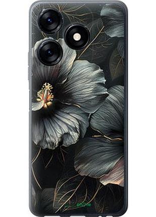 Чехол на tecno spark 10 черные цветы "6031u-3023-2448"