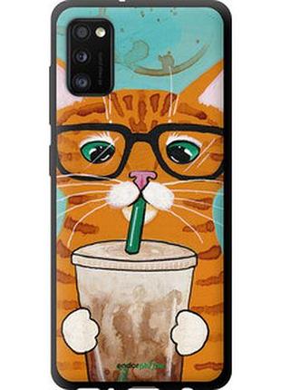 Чохол на samsung galaxy a41 a415f зелено-очевий кіт в окулярах "4054b-1886-2448"
