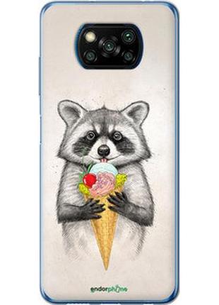 Чехол на xiaomi poco x3 pro енотик с мороженым "4602u-2938-2448"
