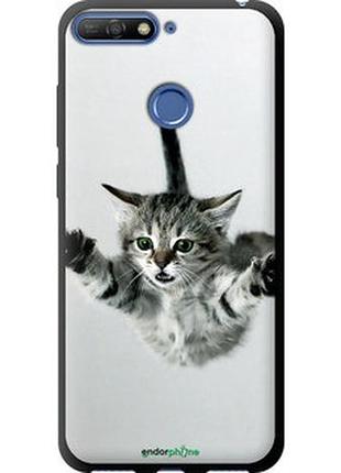 Чехол на huawei honor 7c летящий котёнок "2322b-1411-2448"