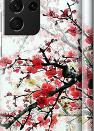 Чехол на samsung galaxy s21 ultra (5g) цветущий куст "831m-2116-2448"