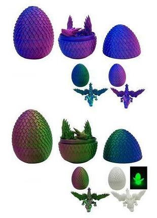 Фігурка дракон 11см, у яйці(10см), 3d друк, шарнірний, антистрес, дев кор. 4 кольори, пак. 10*7*7 см (60 шт.)