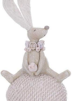 Декоративна статуетка "зайчик" 19см, полістоун, ніжний бежевий